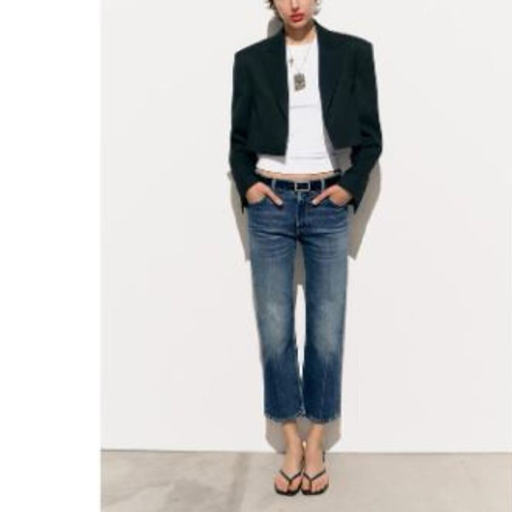 Zara - High Rise Straight Crop Jean Dark Wash - 2 - Turkey